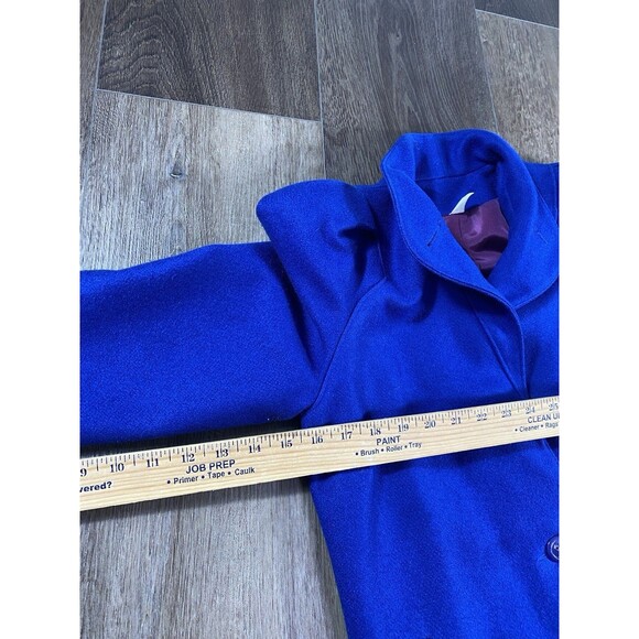 Vintage 80s Wool Blue Button Up Overcoat Mid Length Made In USA Women’s Xs - Picture 7 of 8
